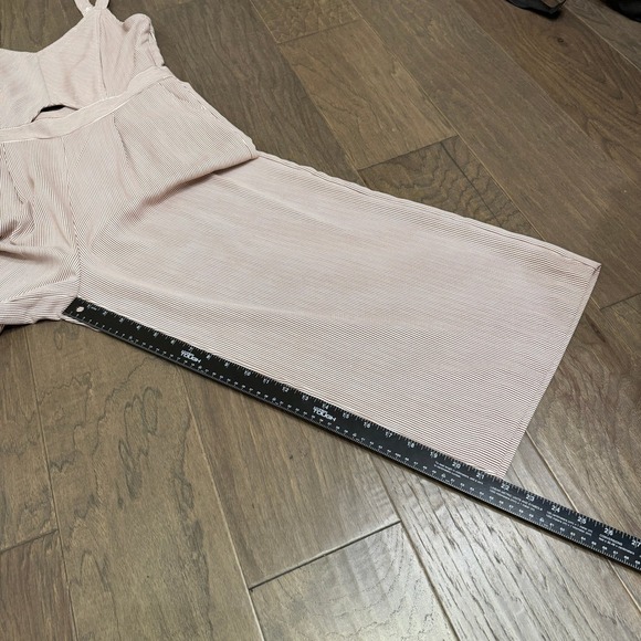 KAARI blue Striped Wide Leg Jumpsuit Cutout Tie Shoulders Cropped - Picture 6 of 9